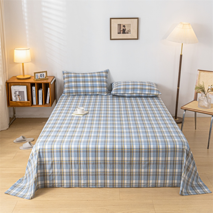 91家纺网 家纺一手货源 找家纺 优眠坊 2025新款全棉色织水洗棉单床单 简兮兰（床单款）