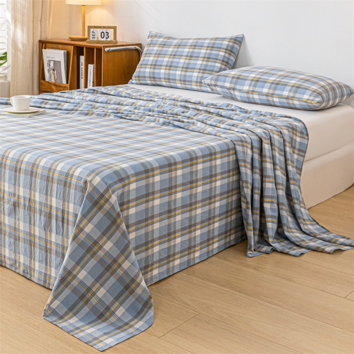 91家纺网 家纺一手货源 找家纺 优眠坊 2025新款全棉色织水洗棉单床单 简兮兰（床单款）