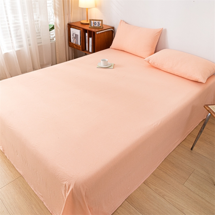 91家纺网 家纺一手货源 找家纺 优眠坊 2025新款全棉色织水洗棉单床单 肉粉（床单款）