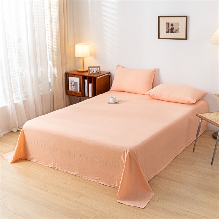 91家纺网 家纺一手货源 找家纺 优眠坊 2025新款全棉色织水洗棉单床单 肉粉（床单款）