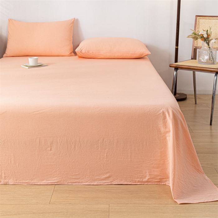 91家纺网 家纺一手货源 找家纺 优眠坊 2025新款全棉色织水洗棉单床单 肉粉（床单款）