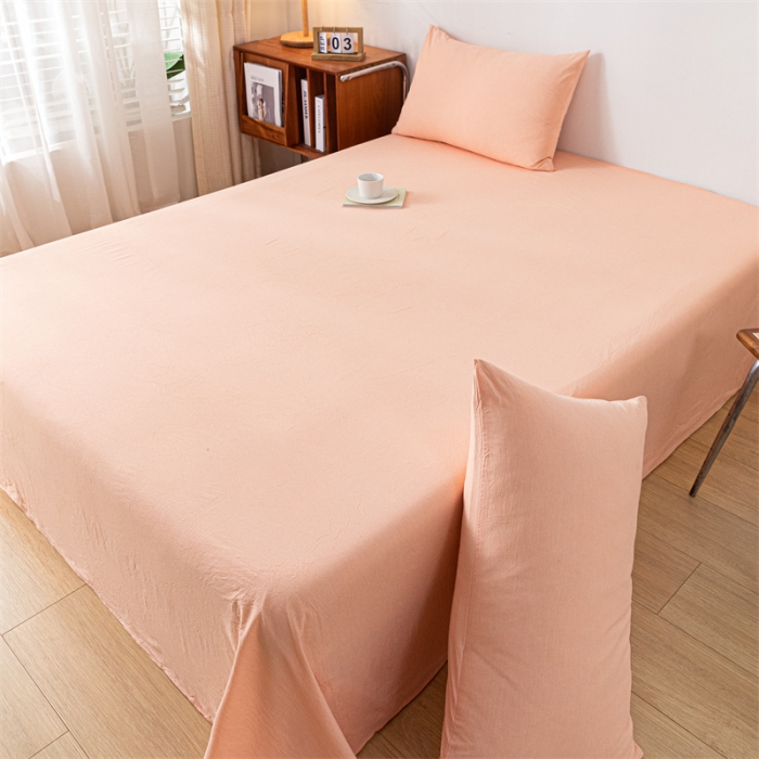 91家纺网 家纺一手货源 找家纺 优眠坊 2025新款全棉色织水洗棉单床单 肉粉（床单款）