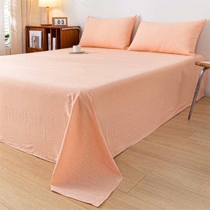 91家纺网 家纺一手货源 找家纺 优眠坊 2025新款全棉色织水洗棉单床单 肉粉（床单款）