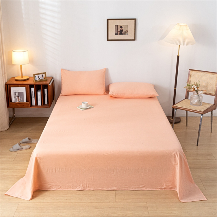 91家纺网 家纺一手货源 找家纺 优眠坊 2025新款全棉色织水洗棉单床单 肉粉（床单款）