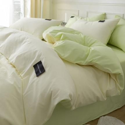九沐良品 新款全棉水洗棉双拼款四件套学生三件套 简悠-奶白抹茶绿