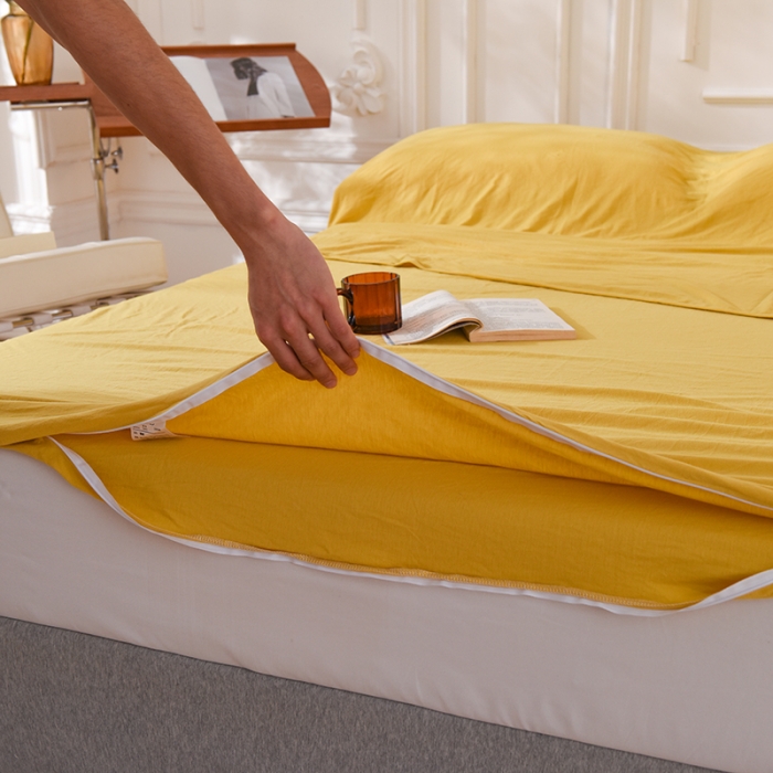 91家纺网 家纺一手货源 找家纺 甜之梦家纺 2025新款全棉针织棉睡袋单品（任何尺寸可以定制） 姜黄