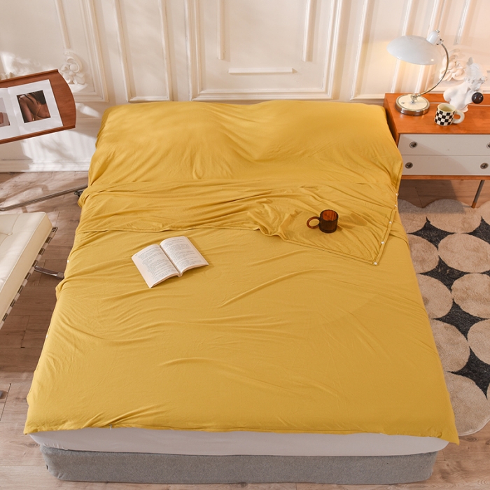 91家纺网 家纺一手货源 找家纺 甜之梦家纺 2025新款全棉针织棉睡袋单品（任何尺寸可以定制） 姜黄