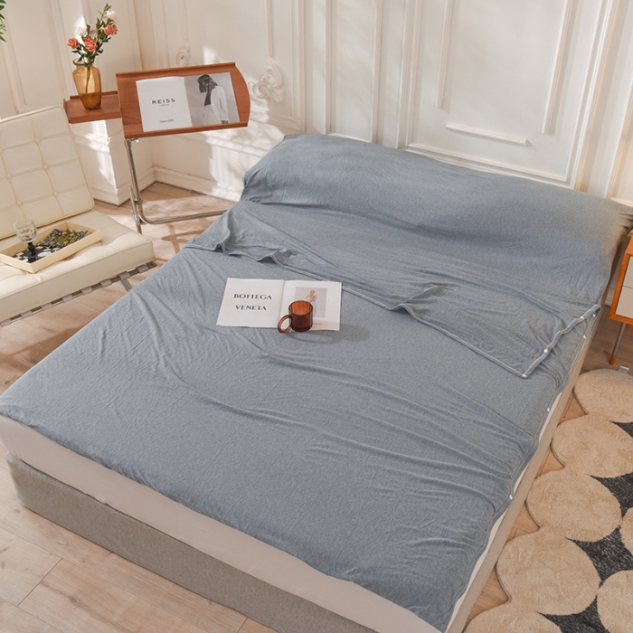 91家纺网 家纺一手货源 找家纺 甜之梦家纺 2025新款全棉针织棉睡袋单品（任何尺寸可以定制） 烟蓝