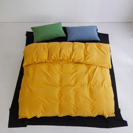 91家纺网 家纺一手货源 找家纺 总安莱生活水洗棉全棉色经色纬高支高密纽扣款工艺混搭拼色四件套（系列一）