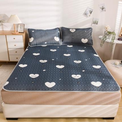 91家纺网 家纺一手货源 找家纺 卓尔居 2023新款乳胶印花凉席床单床笠床裙套件 爱心