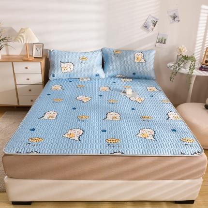 91家纺网 家纺一手货源 找家纺 卓尔居 2023新款乳胶印花凉席床单床笠床裙套件 萌趣