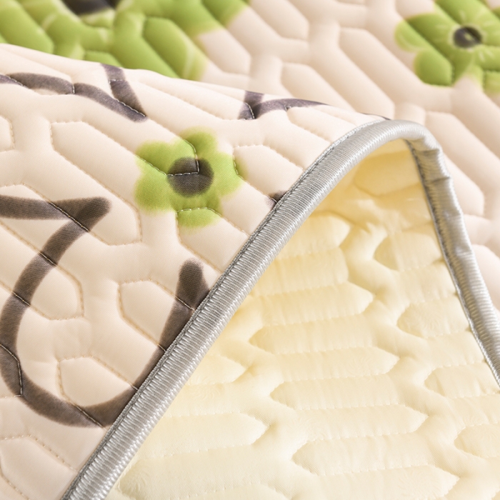 91家纺网 家纺一手货源 找家纺 卓尔居 2023新款乳胶印花凉席床单床笠床裙套件 向阳花-绿