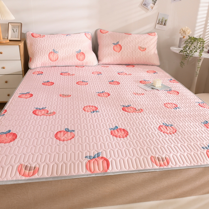 91家纺网 家纺一手货源 找家纺 卓尔居 2023新款乳胶印花凉席床单床笠床裙套件 芝芝桃桃