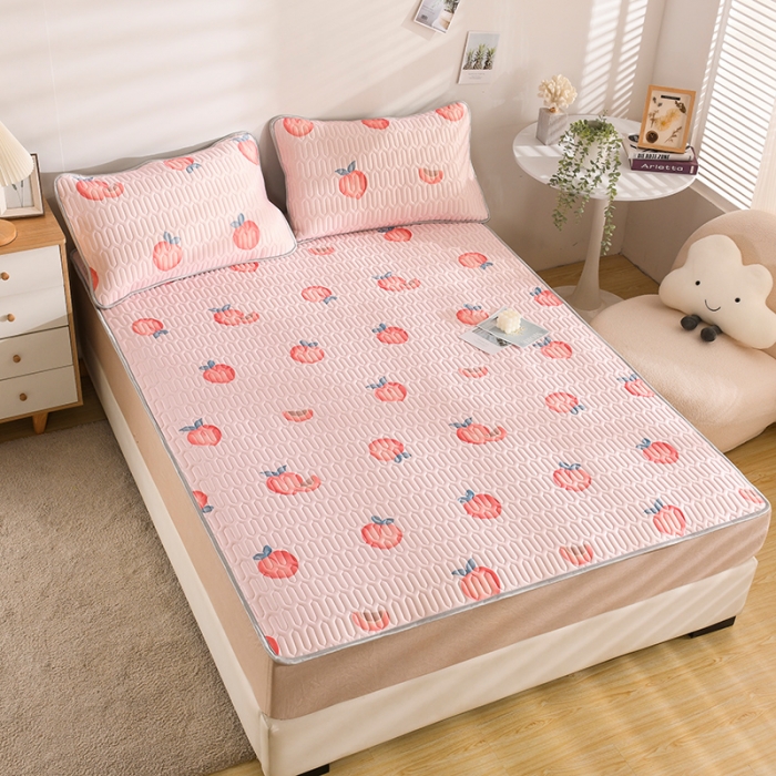 91家纺网 家纺一手货源 找家纺 卓尔居 2023新款乳胶印花凉席床单床笠床裙套件 芝芝桃桃