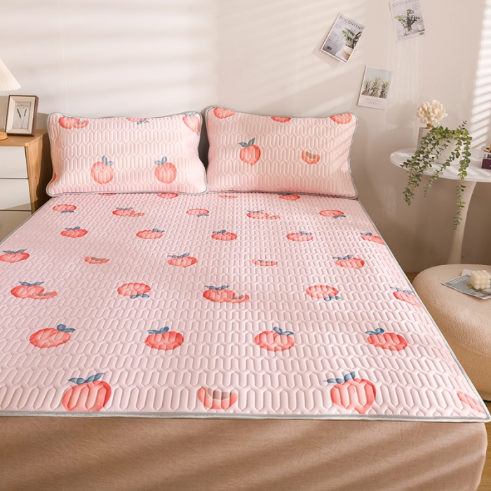 91家纺网 家纺一手货源 找家纺 卓尔居 2023新款乳胶印花凉席床单床笠床裙套件 芝芝桃桃