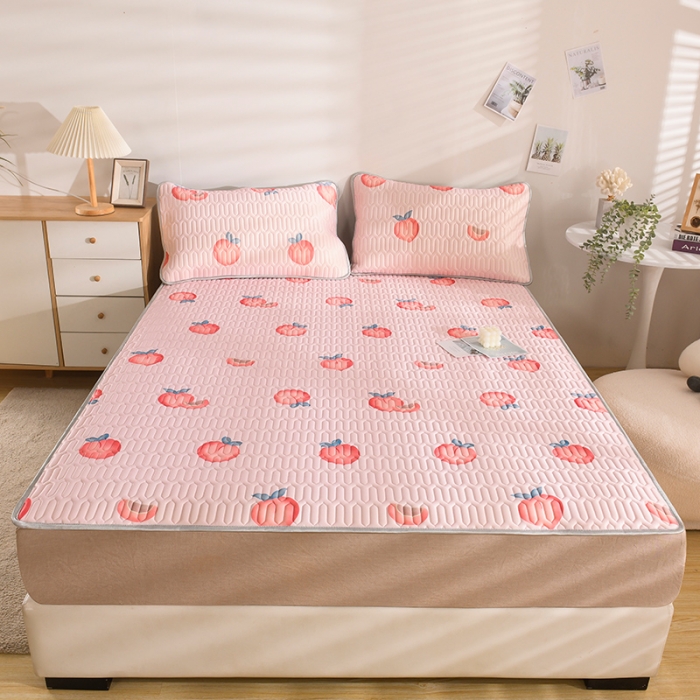 91家纺网 家纺一手货源 找家纺 卓尔居 2023新款乳胶印花凉席床单床笠床裙套件 芝芝桃桃