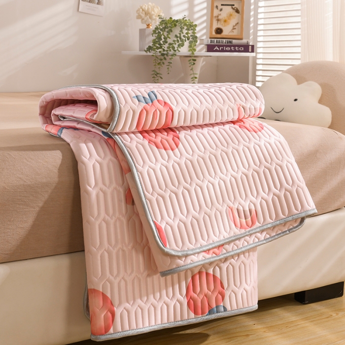 91家纺网 家纺一手货源 找家纺 卓尔居 2023新款乳胶印花凉席床单床笠床裙套件 芝芝桃桃