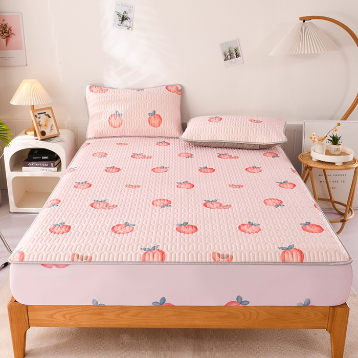 91家纺网 家纺一手货源 找家纺 卓尔居 2023新款乳胶印花凉席床单床笠床裙套件 芝芝桃桃