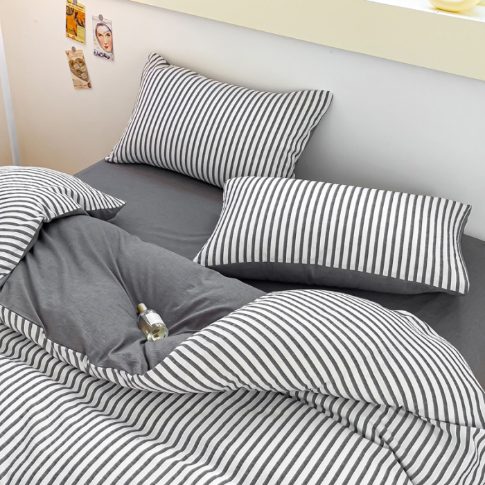 91家纺网 家纺一手货源 找家纺 （总）千朵 2023新款色织条纹四件套