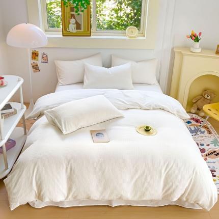 千朵 2023新款色织条纹四件套 锦瑟白