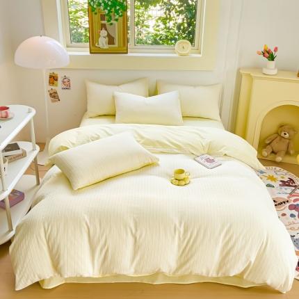 千朵 2023新款色织条纹四件套 锦瑟米黄