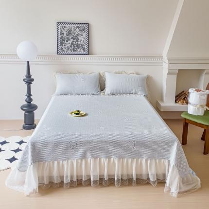 91家纺网 家纺一手货源 找家纺 千朵 2023新款凉感丝冰豆豆凉席 小熊蓝