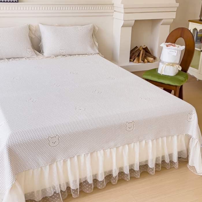 91家纺网 家纺一手货源 找家纺 千朵 2023新款凉感丝冰豆豆凉席 小熊咖