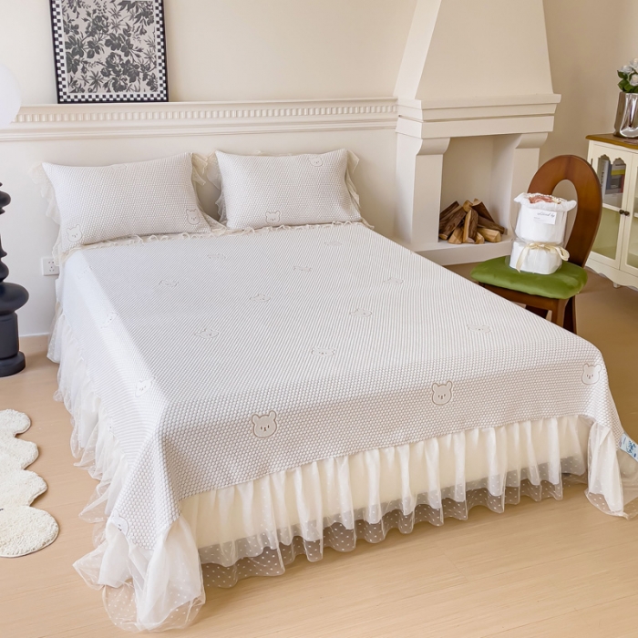 91家纺网 家纺一手货源 找家纺 千朵 2023新款凉感丝冰豆豆凉席 小熊咖