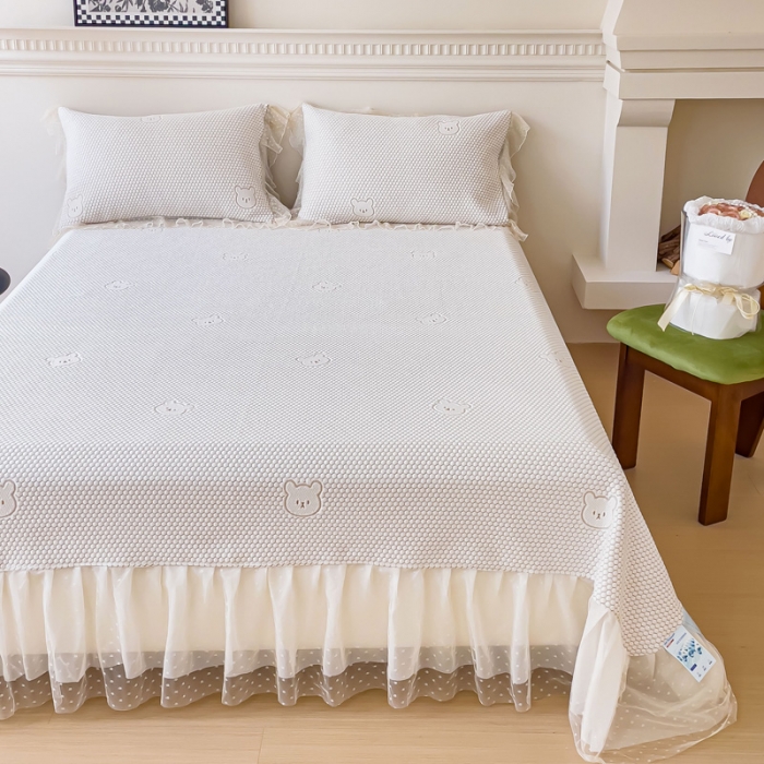 91家纺网 家纺一手货源 找家纺 千朵 2023新款凉感丝冰豆豆凉席 小熊咖