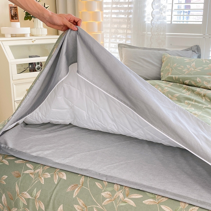 91家纺网 家纺一手货源 找家纺 元元 2023新款13372全棉印花夹棉单被套 微光-绿