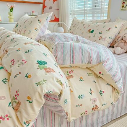 N先生2025全棉13372卡通小清新系列四件套（提供买家秀）畅游春园