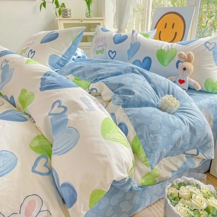 N先生2025全棉13372卡通小清新系列四件套（提供买家秀）蓝心兔兔
