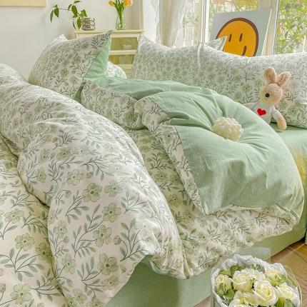 91家纺网 家纺一手货源 找家纺 N先生 2025全棉13372卡通小清新系列四件套（提供买家秀）蓝风铃