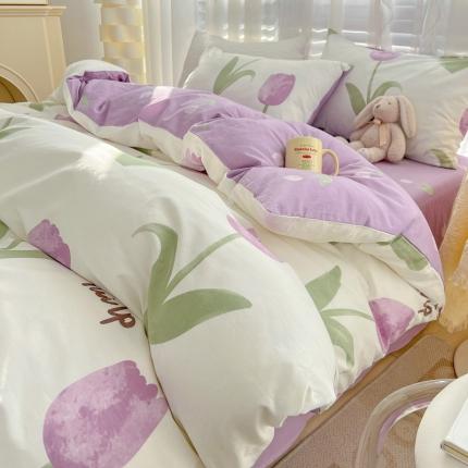 91家纺网 家纺一手货源 找家纺 N先生 2023新款全棉13372卡通小清新系列四件套 漫漫花香