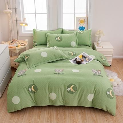 91家纺网 家纺一手货源 找家纺 喜四方 2024新款全棉磨毛全棉印花四件套 柏拉图-绿