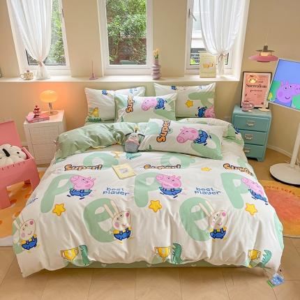 91家纺网 家纺一手货源 找家纺 （总）桃子家居 2023新款小猪佩奇正版授权纯棉印花系列四件套