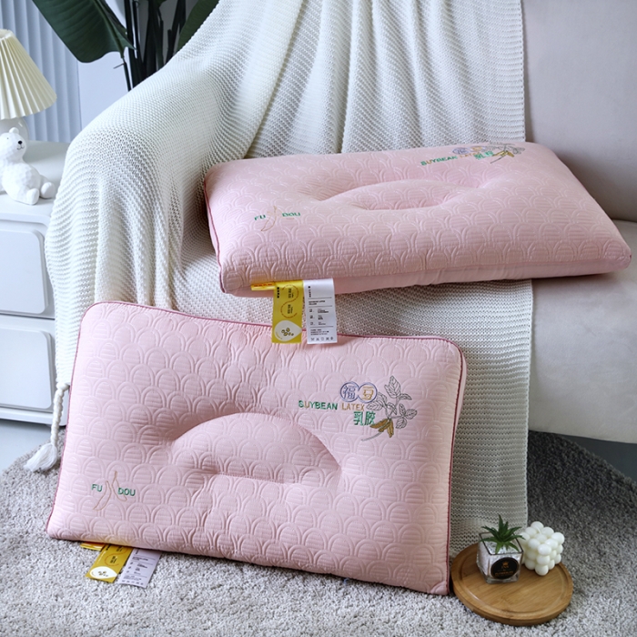 91家纺网 家纺一手货源 找家纺 拾光 2023新款立体乳胶福豆柔软云感枕芯 粉色