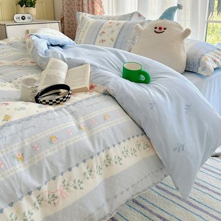 91家纺网 家纺一手货源 找家纺 总盛馨家纺 2023新款ins北欧风高支高密全棉喷气小清新纯棉四件套