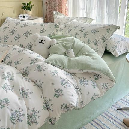 91家纺网 家纺一手货源 找家纺 总盛馨家纺 2023新款ins北欧风高支高密全棉喷气小清新纯棉四件套