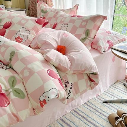 91家纺网 家纺一手货源 找家纺 总盛馨家纺 2023新款ins北欧风高支高密全棉喷气小清新纯棉四件套