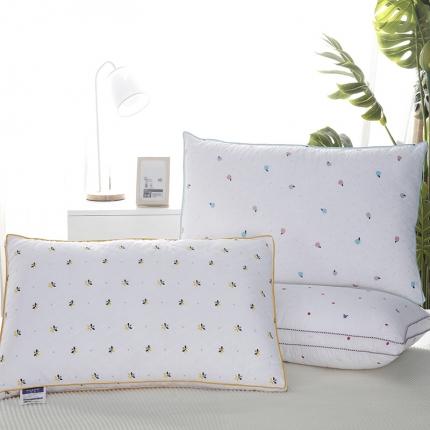 （总）拾光 2023新款全棉刺绣清新印花酒店羽丝绒枕