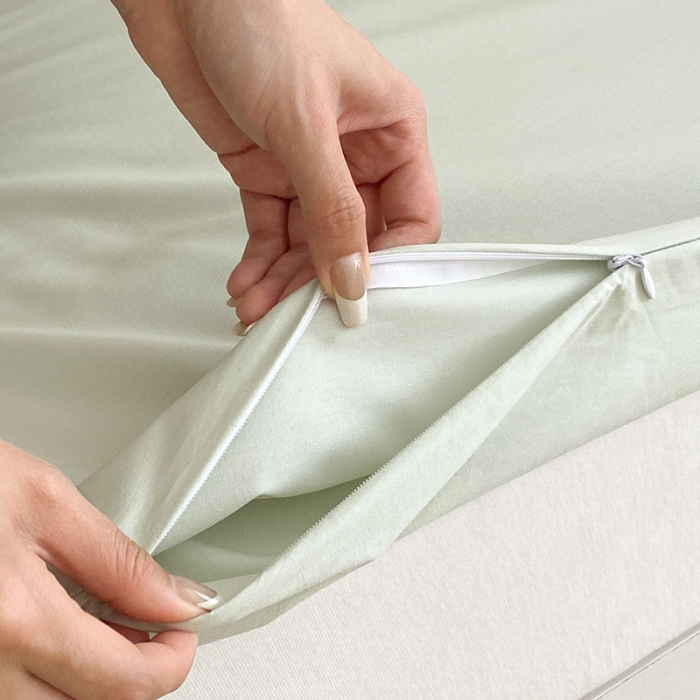 91家纺网 家纺一手货源 找家纺 Mr.pig猪先生水洗棉 2023新款纯色隔脏睡袋 睡袋-螺旋藻绿