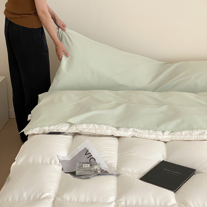 91家纺网 家纺一手货源 找家纺 Mr.pig猪先生水洗棉 2023新款纯色隔脏睡袋 睡袋-螺旋藻绿