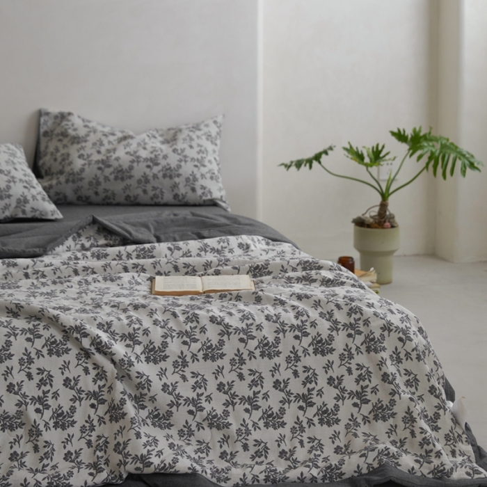 91家纺网 家纺一手货源 找家纺 （总）梦享生活家居 2023新款双层纱色织提花夏被四件套