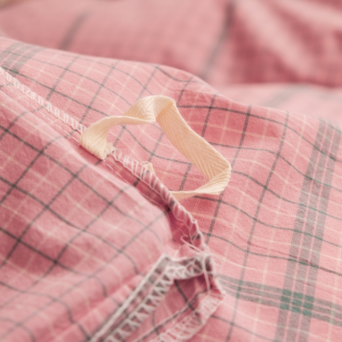 91家纺网 家纺一手货源 找家纺 （总）柠萌 A类全棉色织水洗棉简约条纹格子学生季宿舍上下铺三件套