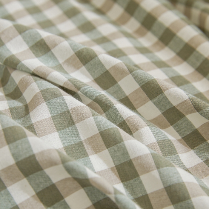 91家纺网 家纺一手货源 找家纺 柠萌 A类全棉色织水洗棉简约条纹格子学生季宿舍上下铺三件套 小绿格