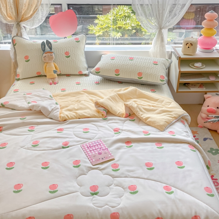 91家纺网 家纺一手货源 找家纺 （总）慕尚 2025新款乳胶凉席水洗棉夏被三件套四件套