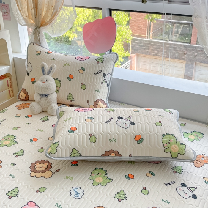 91家纺网 家纺一手货源 找家纺 慕尚 2025新款乳胶凉席水洗棉夏被三件套四件套 动物城