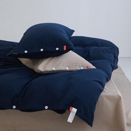 91家纺网 家纺一手货源 找家纺 总安莱生活水洗棉全棉色经色纬高支高密纽扣款工艺混搭拼色四件套（系列二）