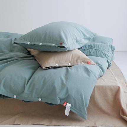 91家纺网 家纺一手货源 找家纺 总安莱生活水洗棉全棉色经色纬高支高密纽扣款工艺混搭拼色四件套（系列二）